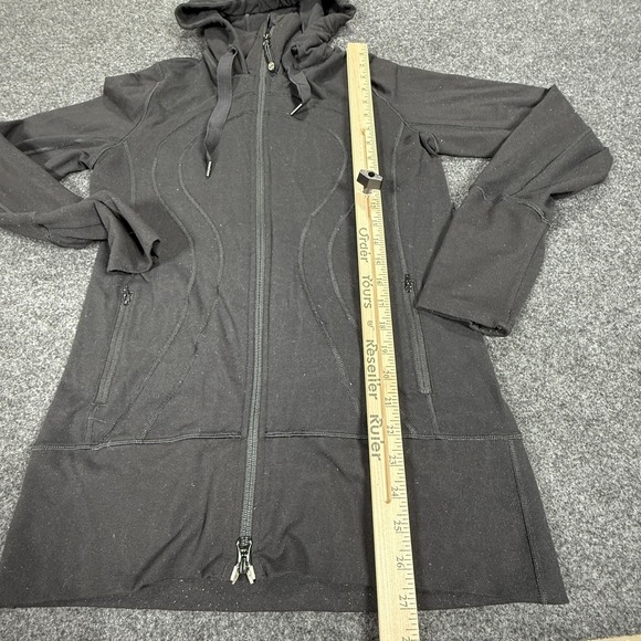 Lululemon Hoodie Womens 8 Black Full Zip Stride Jacket Drawstring Thumbhole - Picture 6 of 11